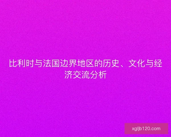比利时与法国边界地区的历史、文化与经济交流分析